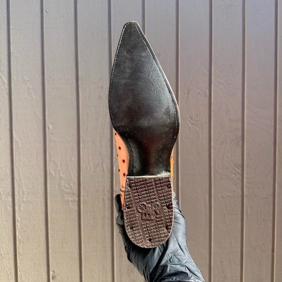 #64 Ostrich Western Boot with Baby Crocodile Tail Detail